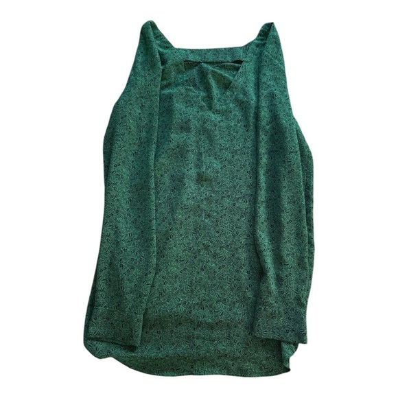 Cabi Green and Navy floral print  V-Neck Blouse Women's Size Medium - Picture 2 of 4